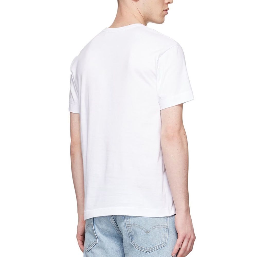 PLAY COMME DES GARÇONS red heart patch white cotton t-shirt tee shirt - Picture 4 of 10